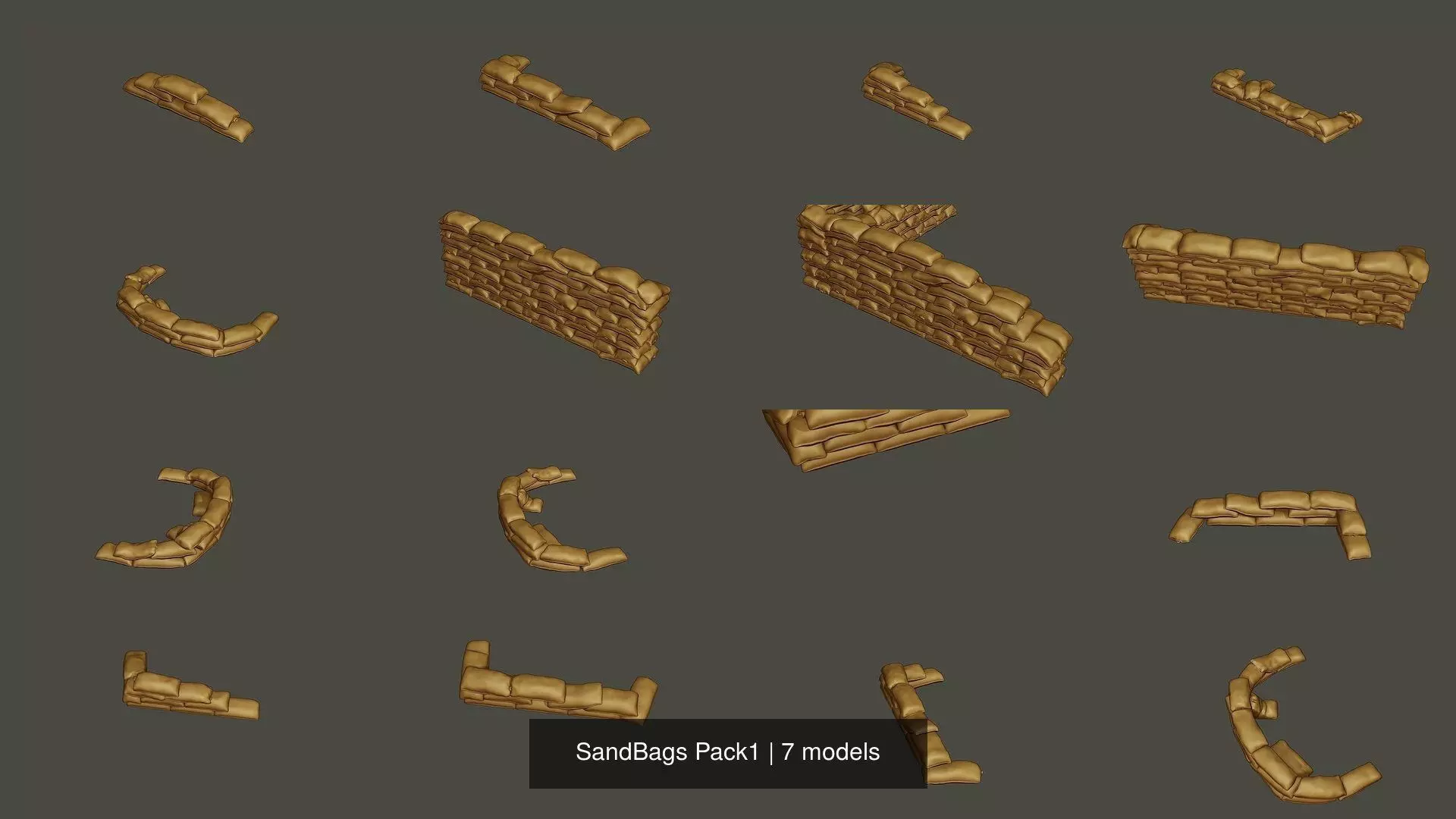 SandBags Pack1 3D Model Collection_1