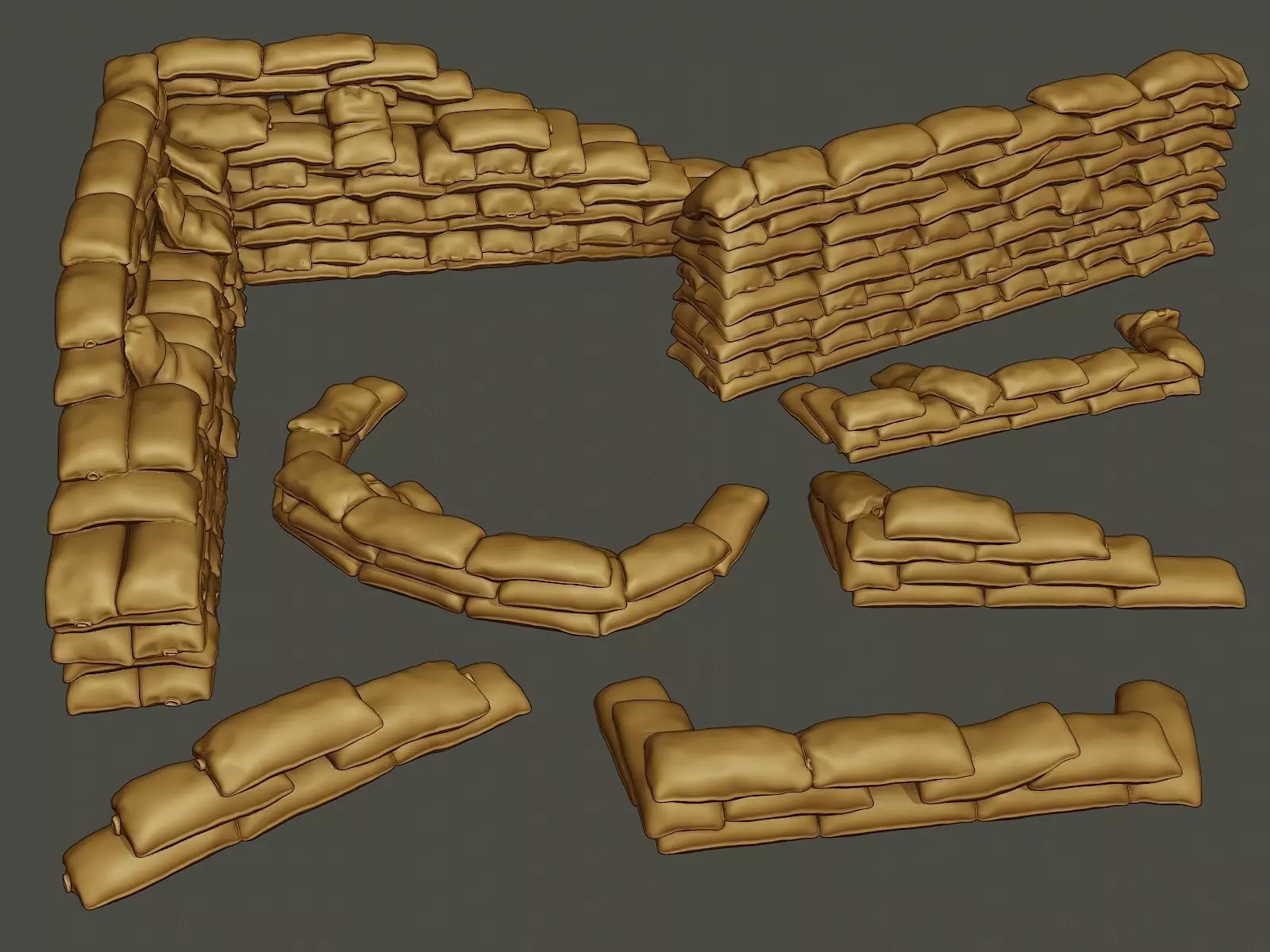 SandBags Pack1 3D Model Collection_0