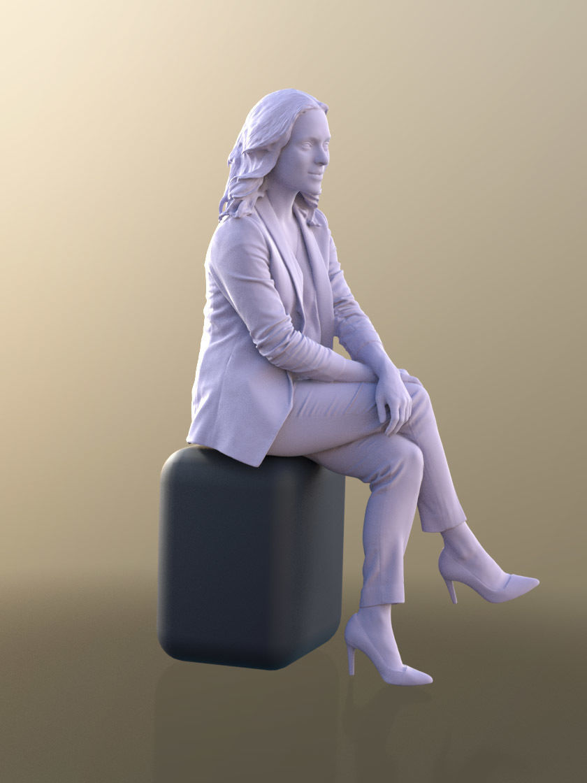 Juliette 10800 - Business Sitting Woman Low-poly 3D model_4