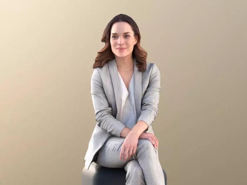 Juliette 10800 - Business Sitting Woman Low-poly 3D model_0