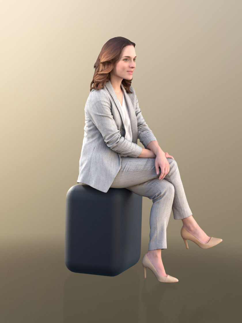 Juliette 10800 - Business Sitting Woman Low-poly 3D model_2