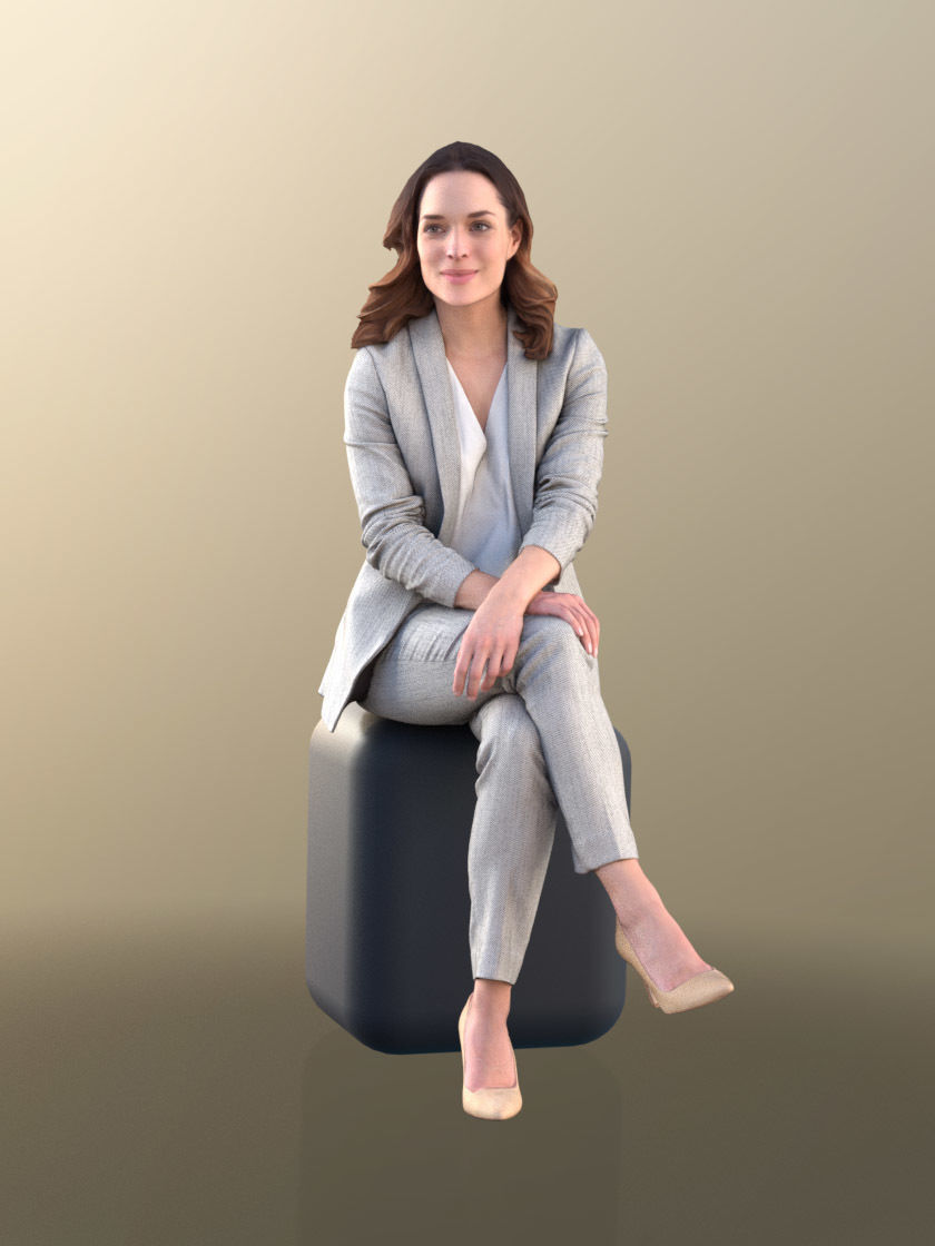 Juliette 10800 - Business Sitting Woman Low-poly 3D model_1