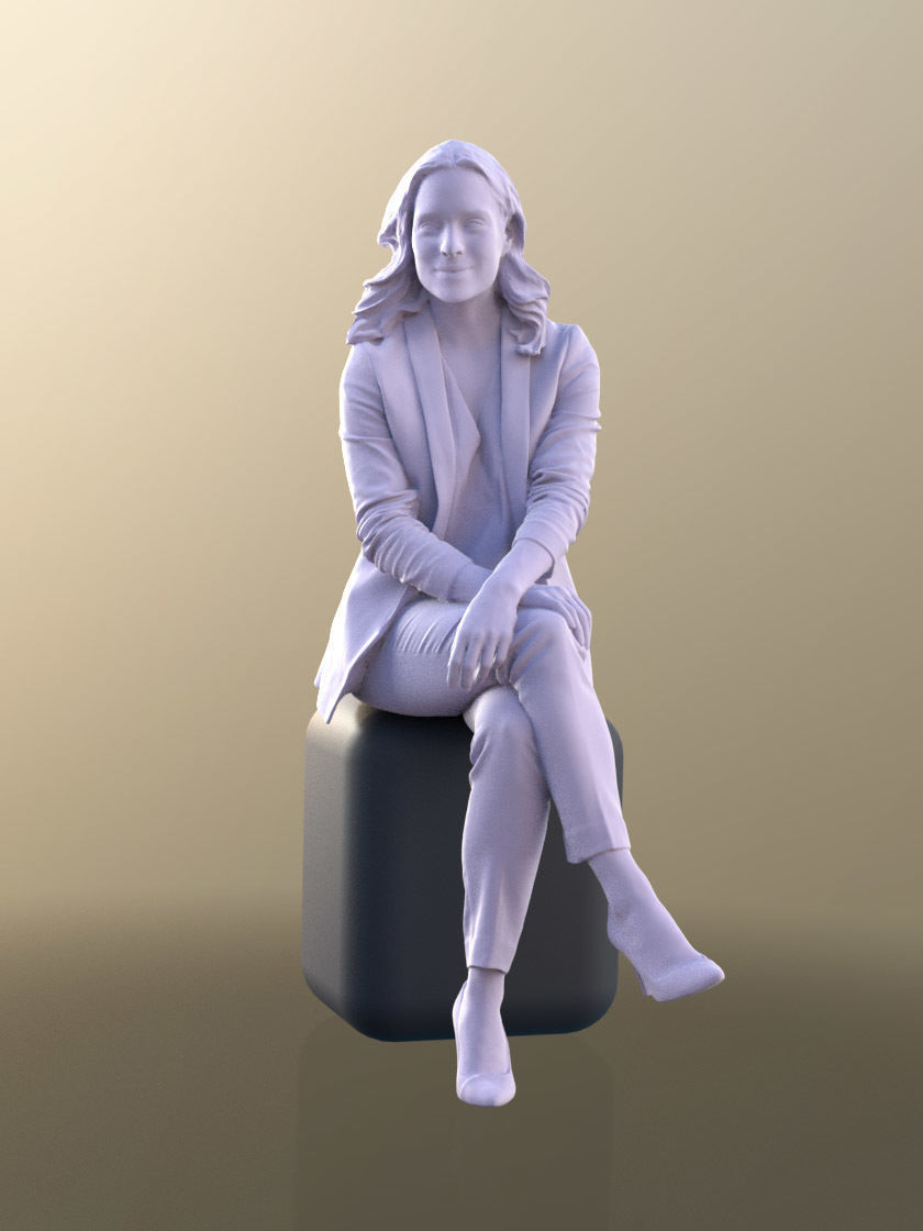 Juliette 10800 - Business Sitting Woman Low-poly 3D model_3