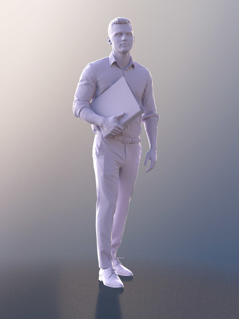 Rick 10783 - Walking Business Man Low-poly 3D model_3