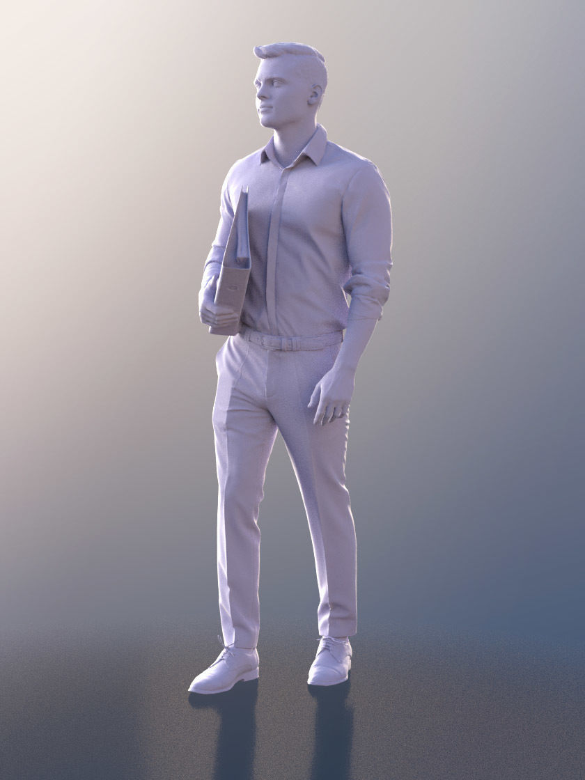 Rick 10783 - Walking Business Man Low-poly 3D model_4