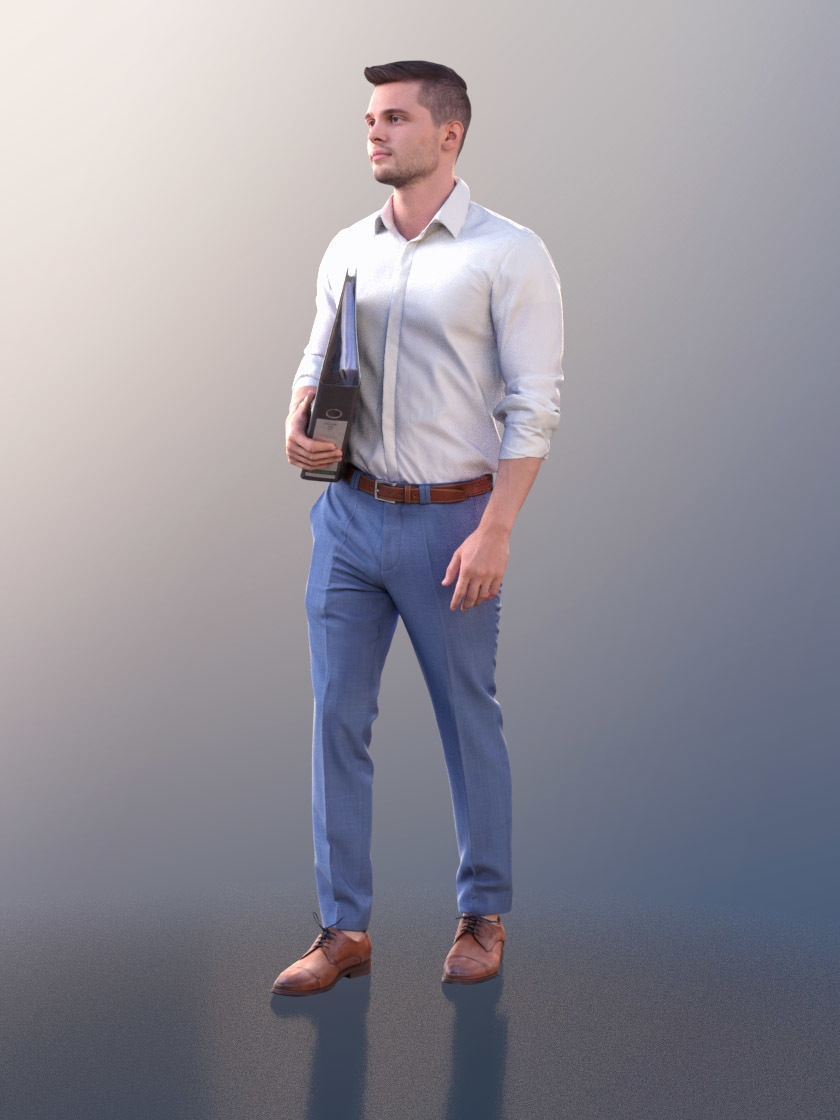 Rick 10783 - Walking Business Man Low-poly 3D model_2