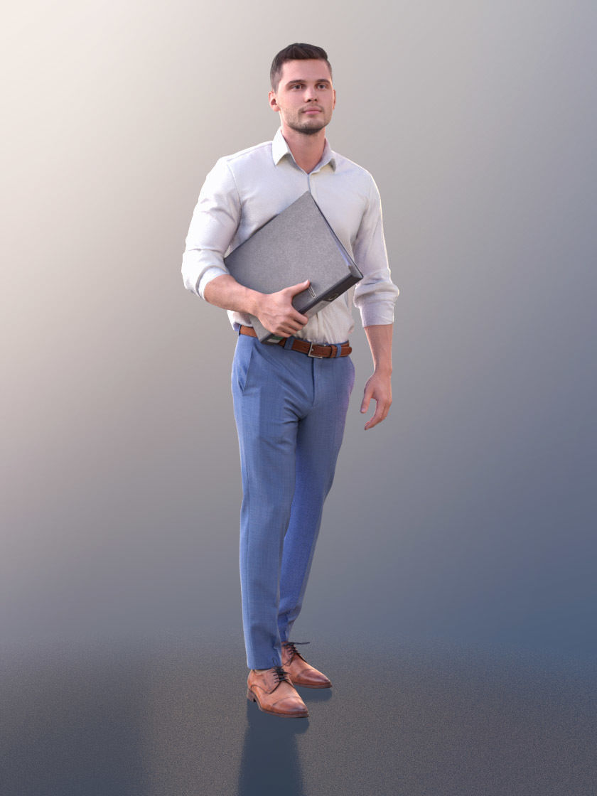 Rick 10783 - Walking Business Man Low-poly 3D model_1