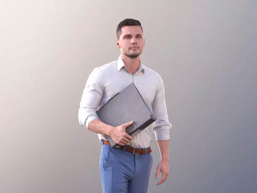 Rick 10783 - Walking Business Man Low-poly 3D model_0