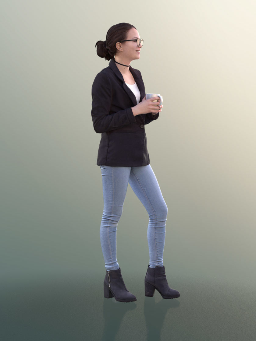 Laura 10738 - Standing Business Woman Low-poly 3D model_2