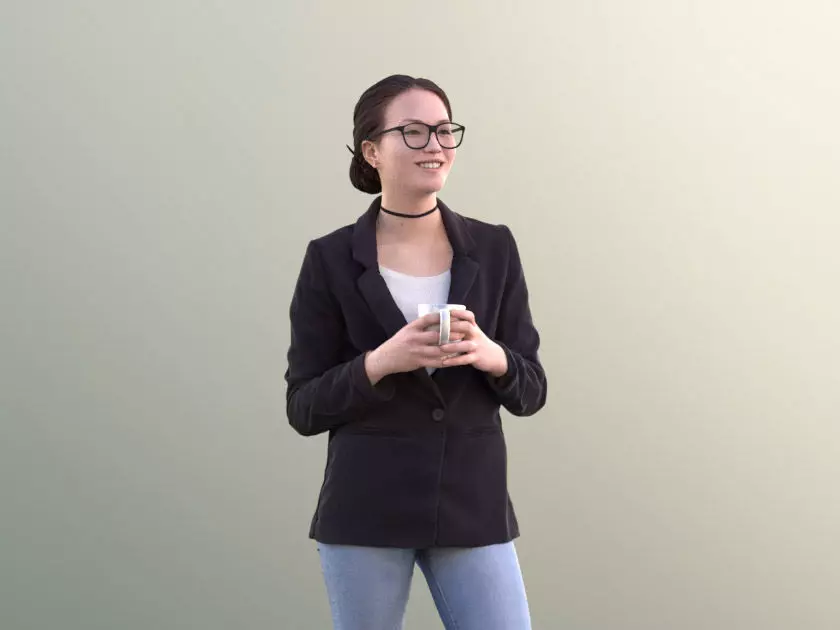 Laura 10738 - Standing Business Woman Low-poly 3D model_0