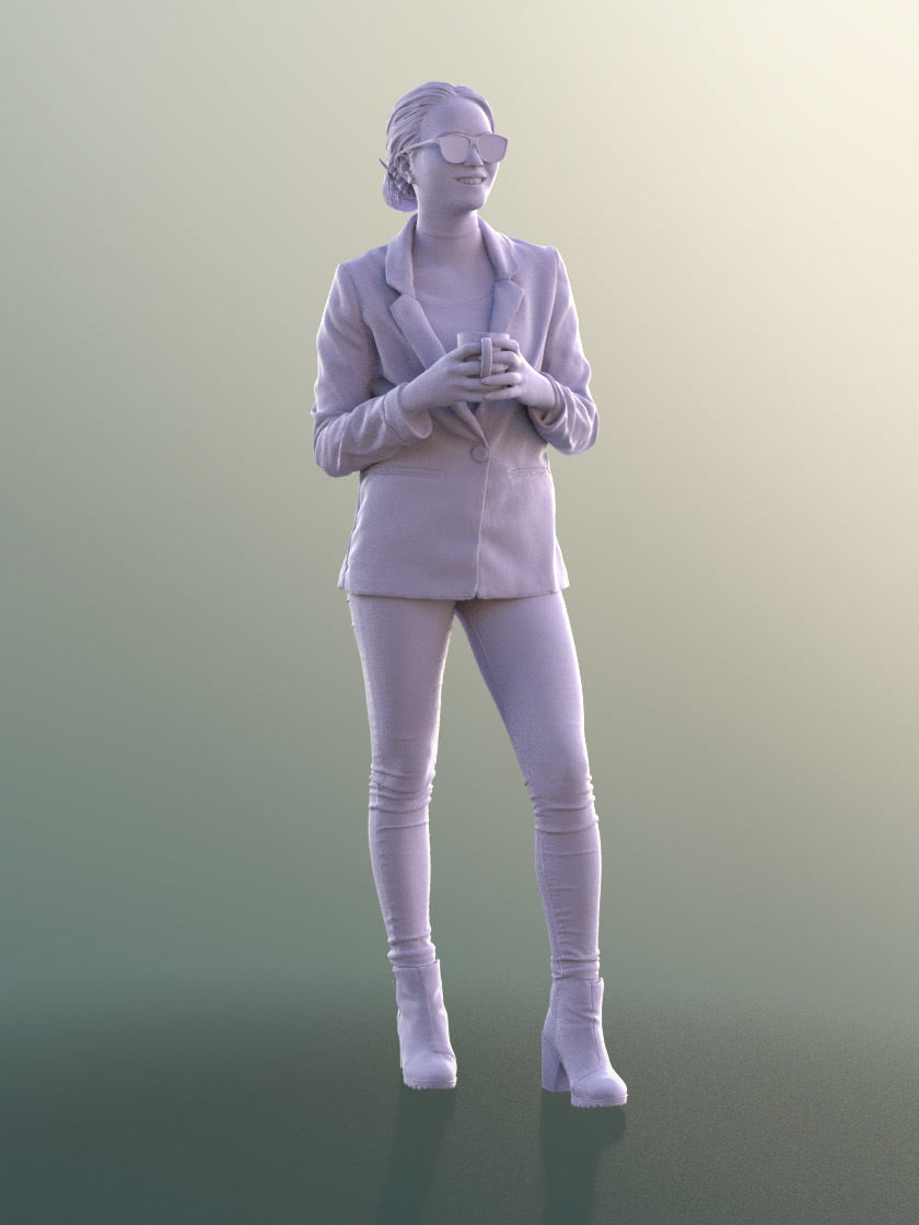 Laura 10738 - Standing Business Woman Low-poly 3D model_3