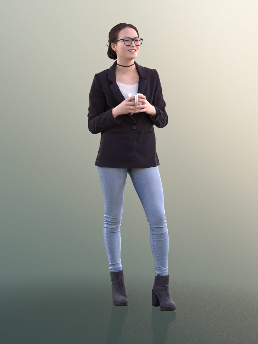 Laura 10738 - Standing Business Woman Low-poly 3D model_1