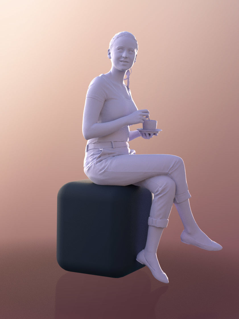 Elena 10664 - Sitting Business Woman Low-poly 3D model_5