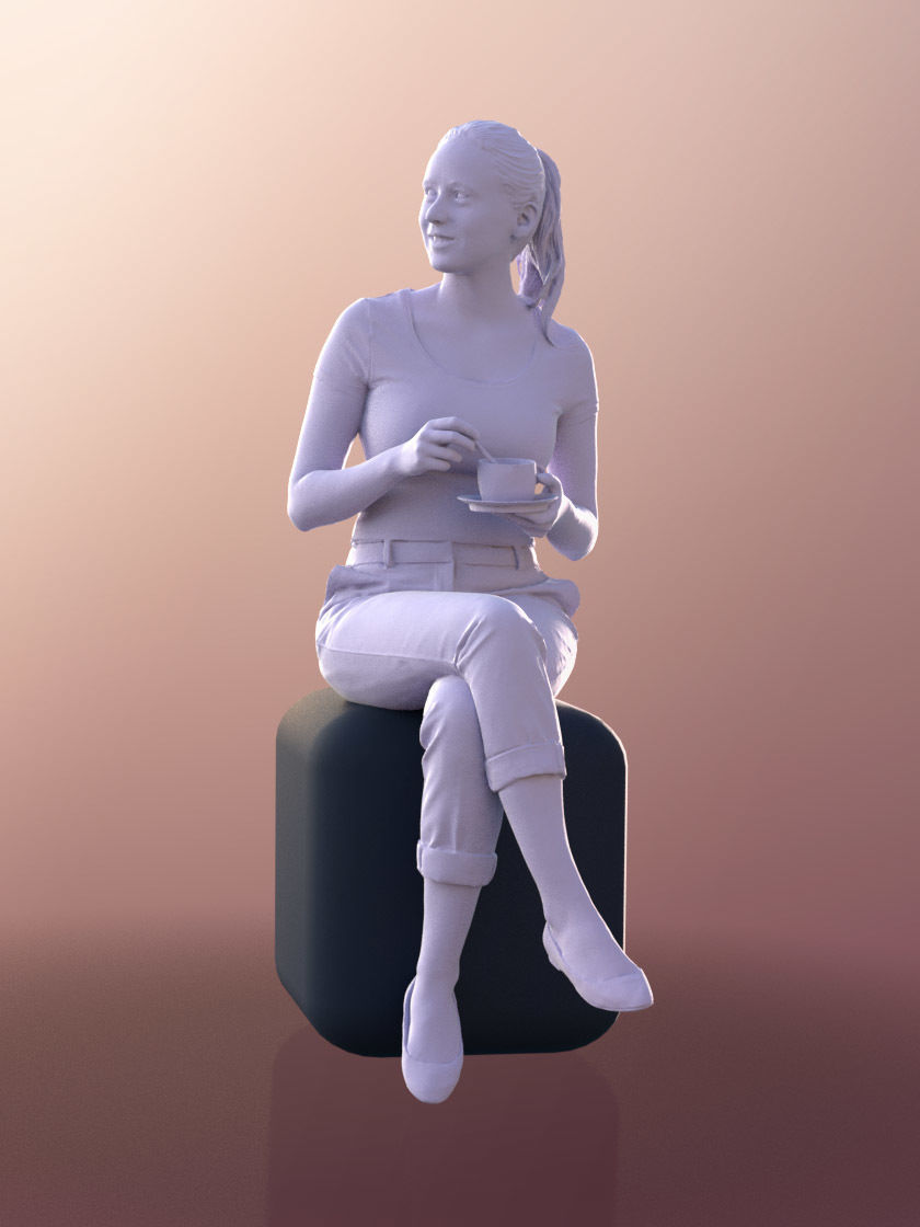 Elena 10664 - Sitting Business Woman Low-poly 3D model_4
