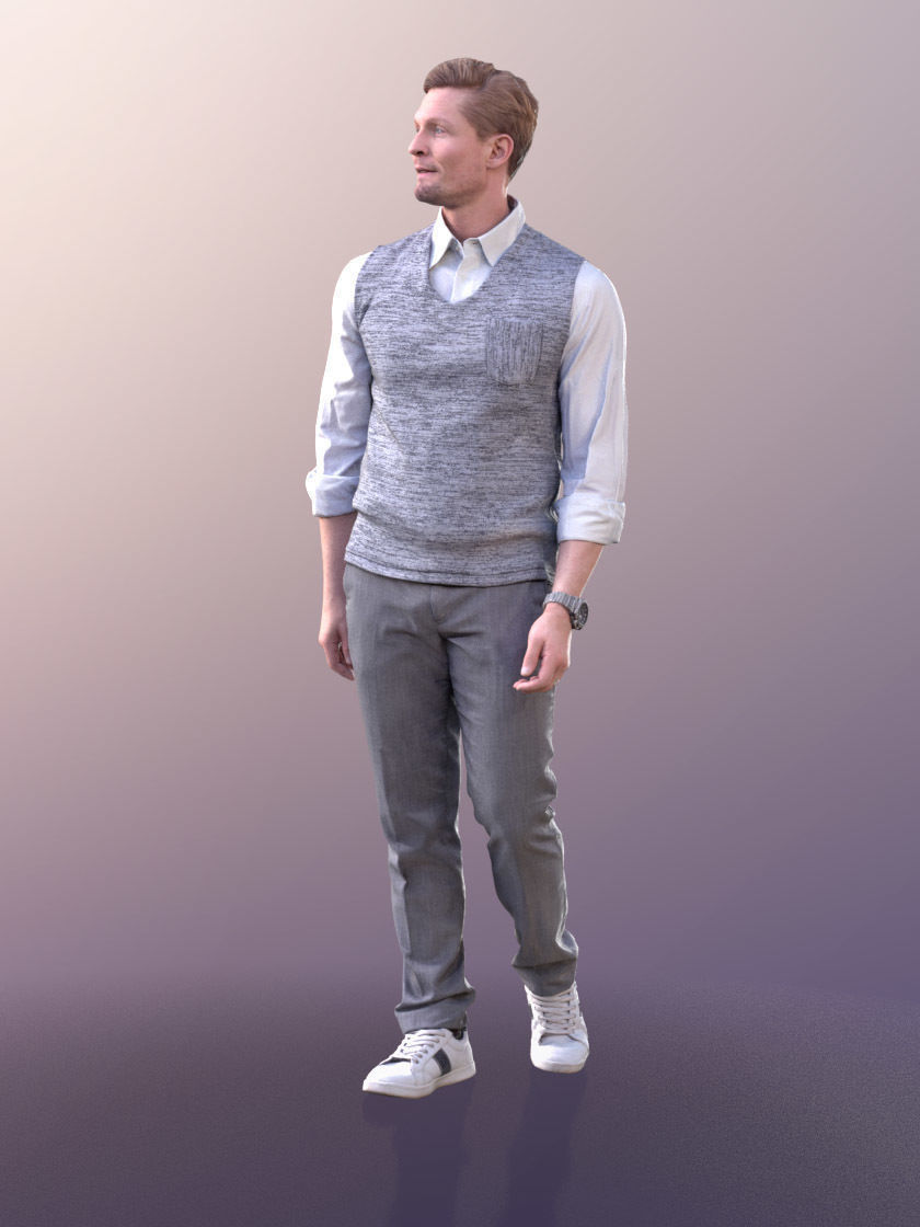 Andrew 10603 - Walking Business Man Low-poly 3D model_2