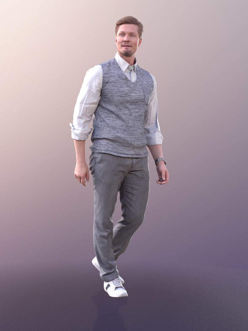 Andrew 10603 - Walking Business Man Low-poly 3D model_1