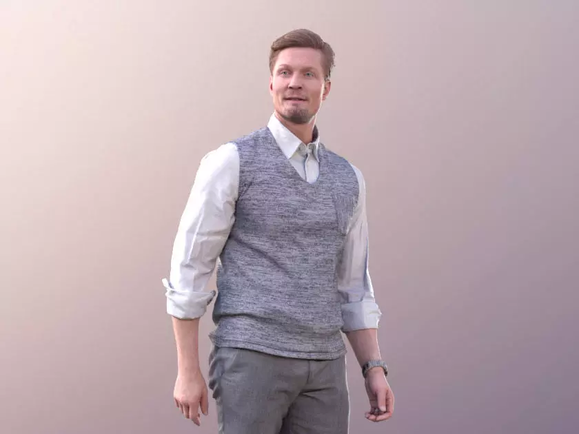 Andrew 10603 - Walking Business Man Low-poly 3D model_0