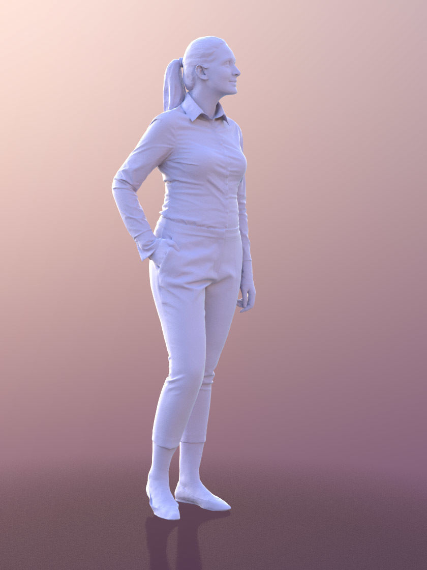 Amaya 10534 - Standing Business Woman Low-poly 3D model_4