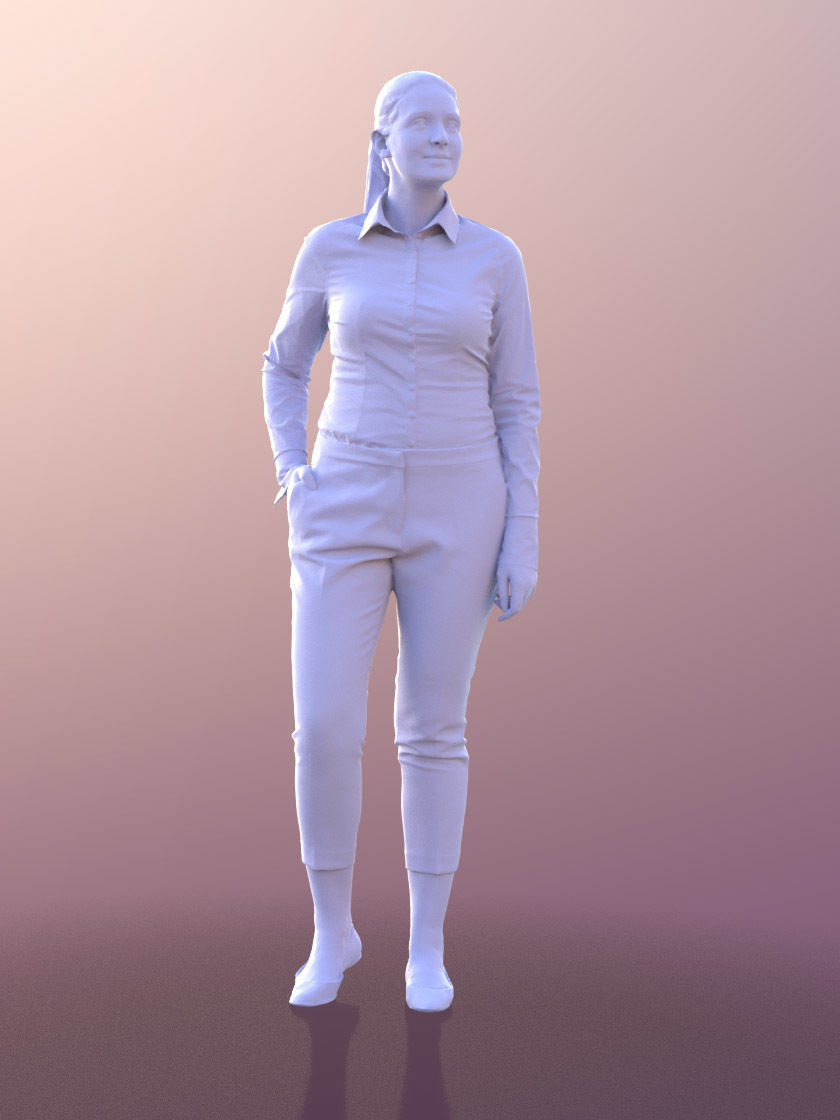 Amaya 10534 - Standing Business Woman Low-poly 3D model_3