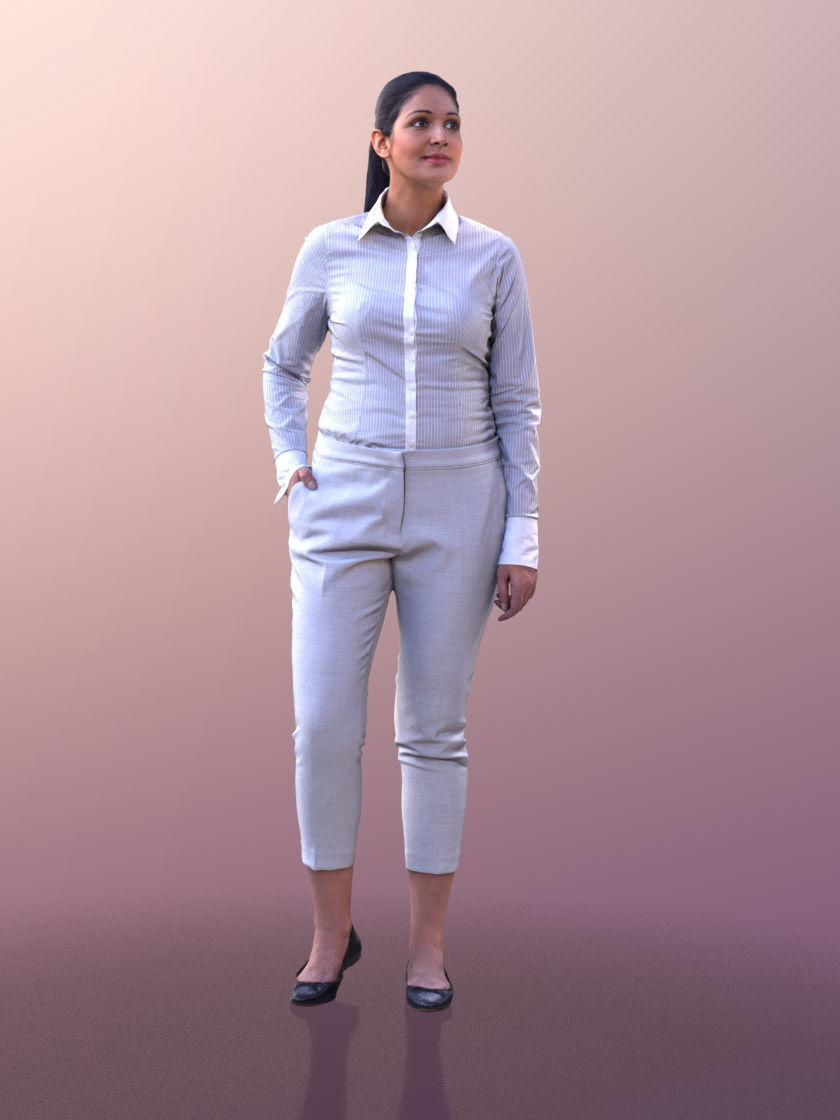 Amaya 10534 - Standing Business Woman Low-poly 3D model_1