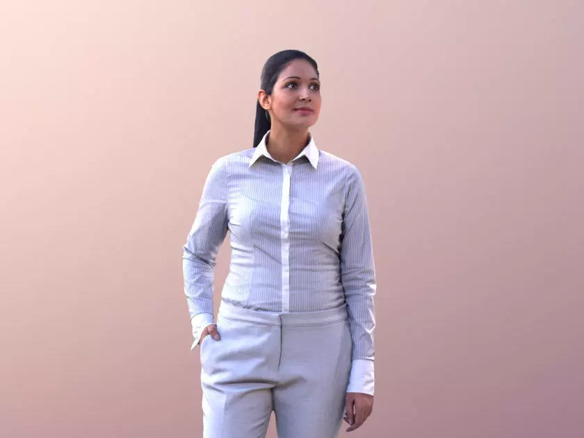 Amaya 10534 - Standing Business Woman Low-poly 3D model_0