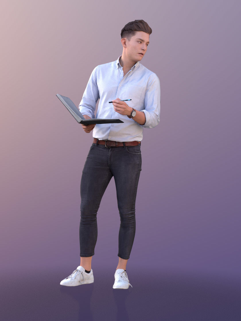 Dan 10480 - Talking Business Man Low-poly 3D model_2