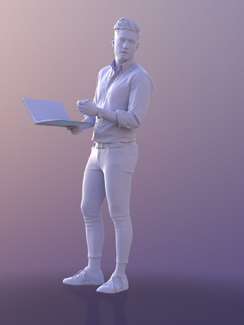 Dan 10480 - Talking Business Man Low-poly 3D model_3