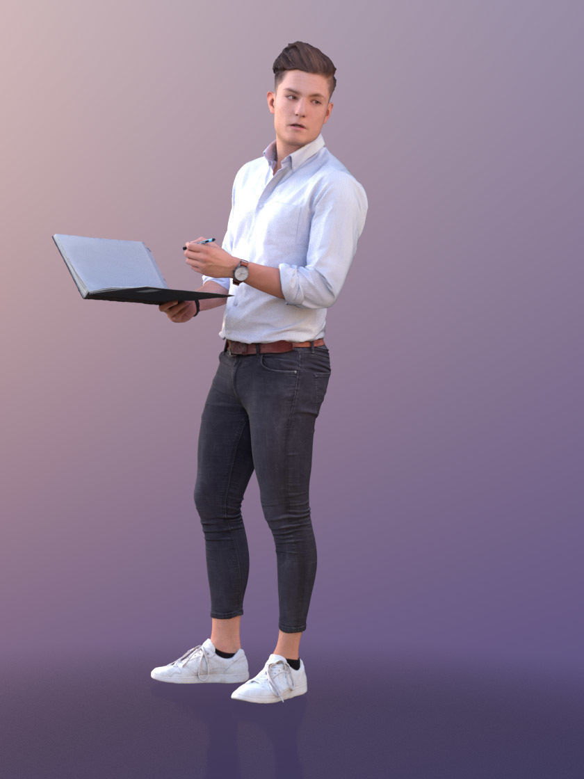 Dan 10480 - Talking Business Man Low-poly 3D model_1
