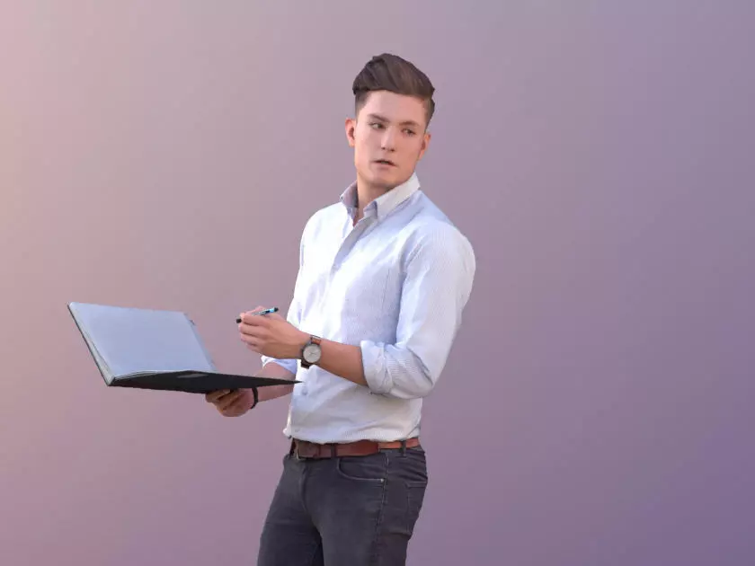 Dan 10480 - Talking Business Man Low-poly 3D model_0