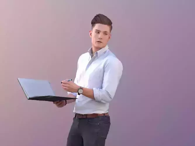 Dan 10480 - Talking Business Man Low-poly 3D model