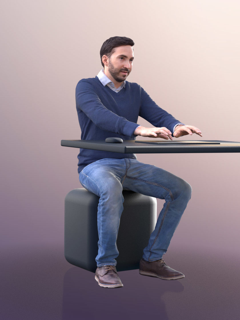 Anselmo 10231 - Working Business Man Low-poly 3D model_2