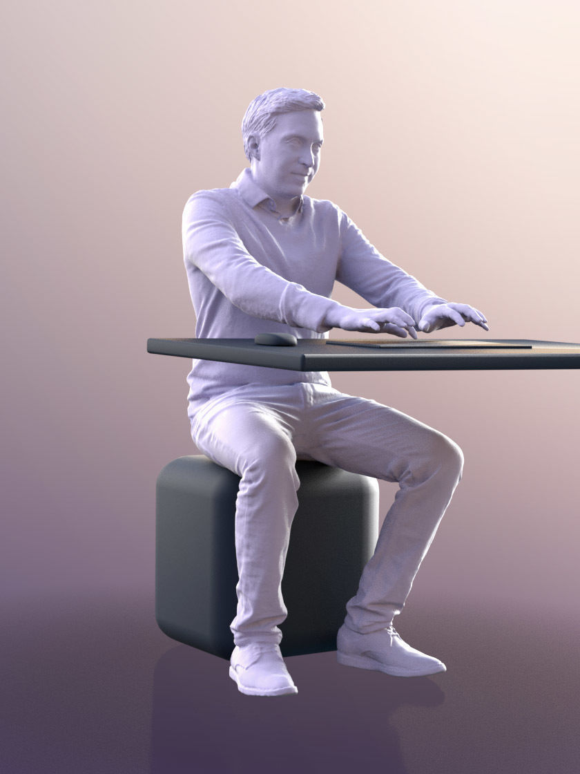 Anselmo 10231 - Working Business Man Low-poly 3D model_4