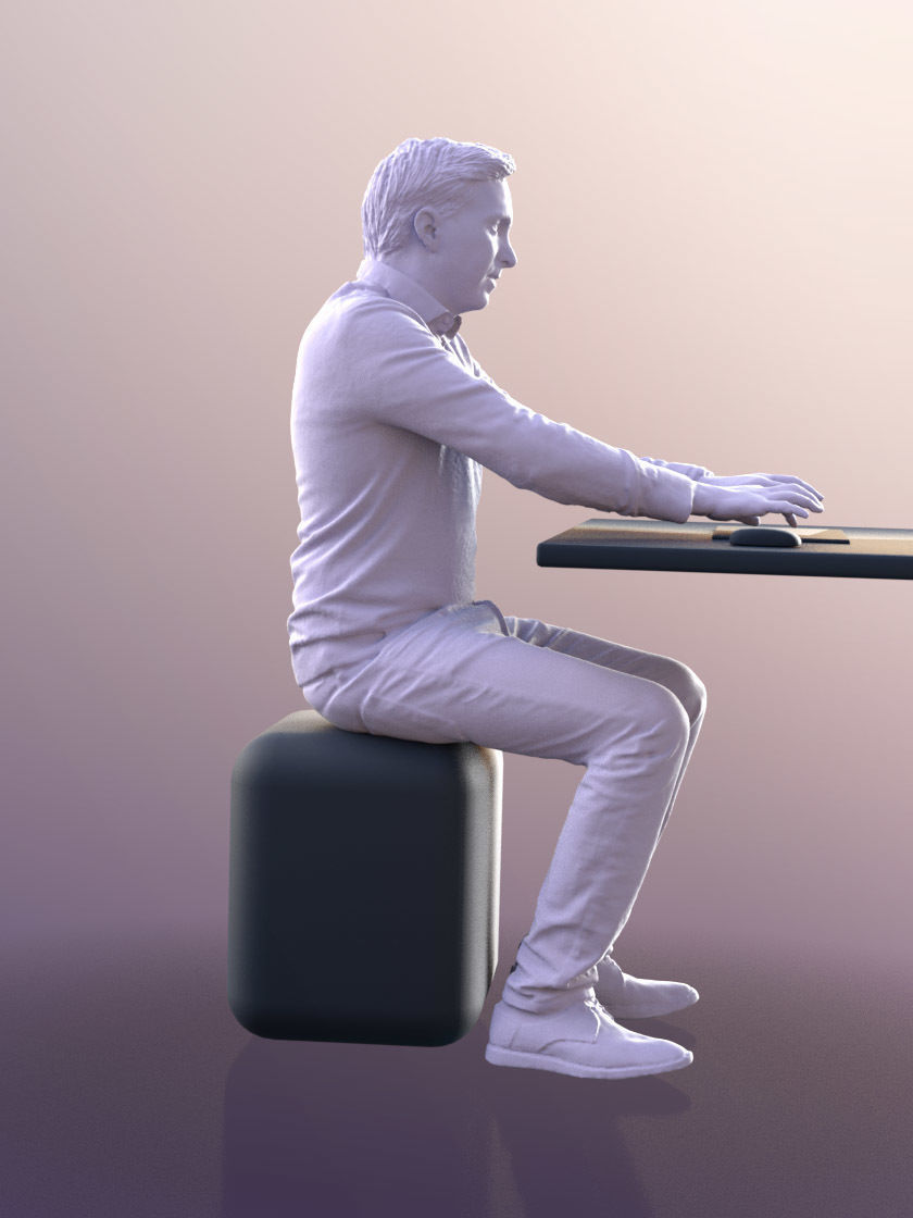 Anselmo 10231 - Working Business Man Low-poly 3D model_5