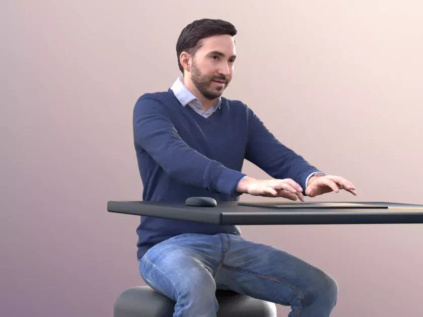 Anselmo 10231 - Working Business Man Low-poly 3D model_0