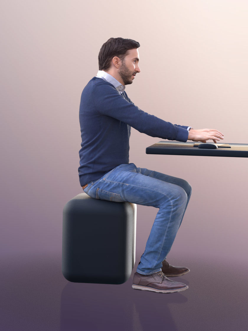 Anselmo 10231 - Working Business Man Low-poly 3D model_3