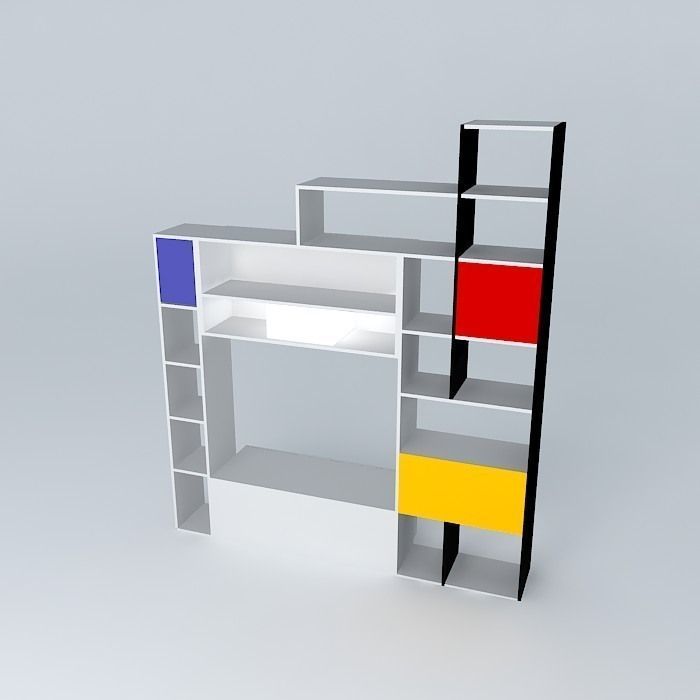 Shelf colorful shelving unit 3D model_1