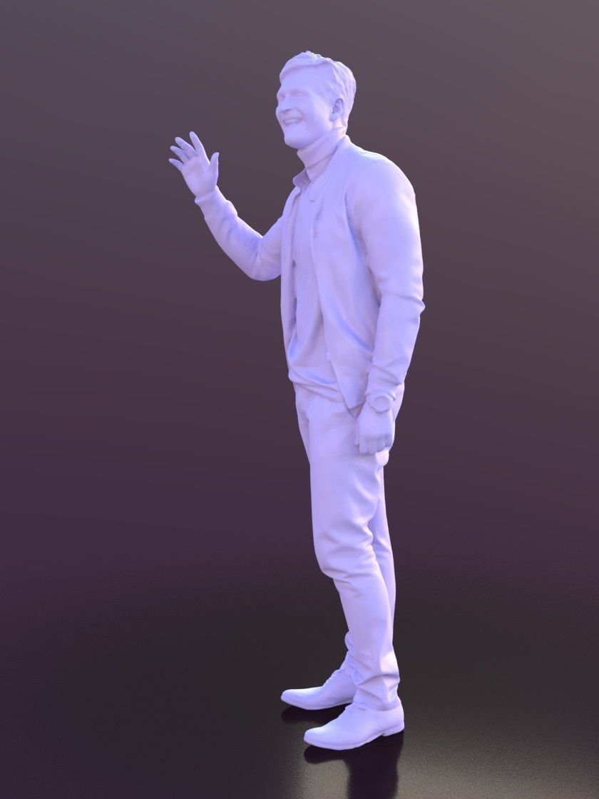Andrew 10396 - Waving Casual Man Low-poly 3D model_4