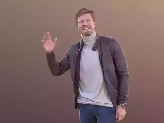 Andrew 10396 - Waving Casual Man Low-poly 3D model