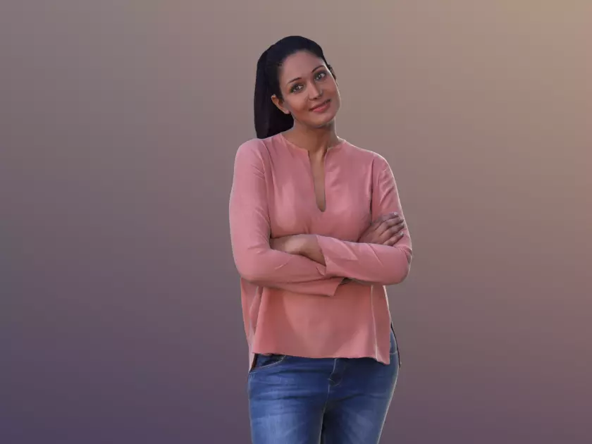 Amaya 10287 - Standing Casual Woman Low-poly 3D model_0