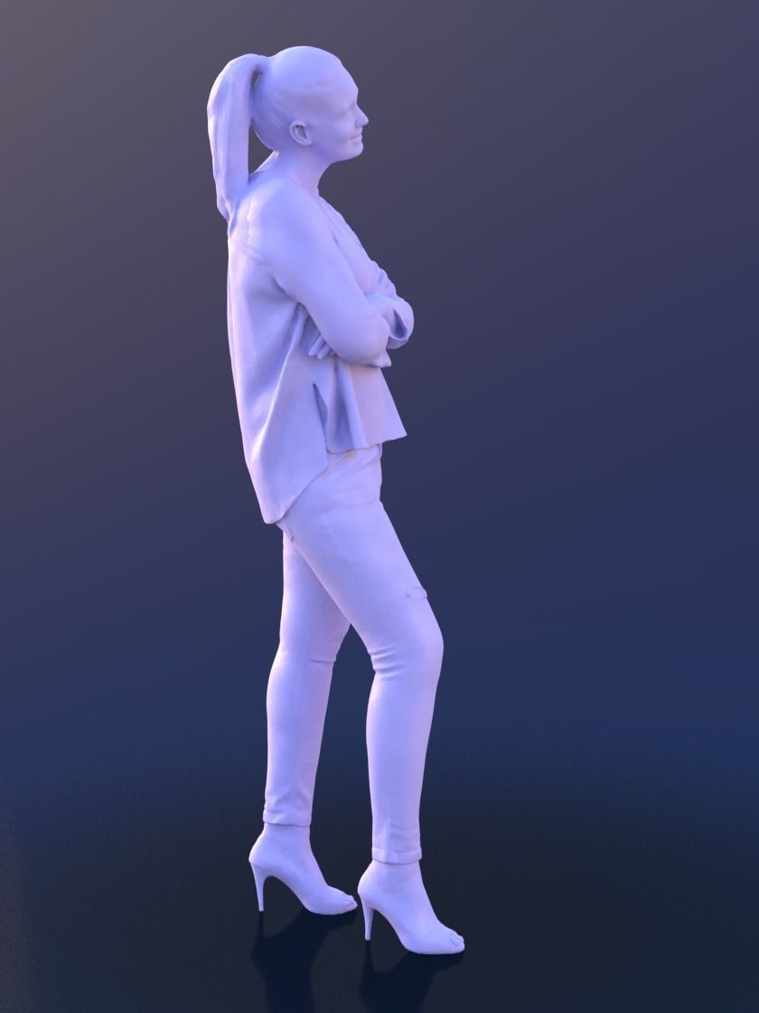 Amaya 10287 - Standing Casual Woman Low-poly 3D model_4