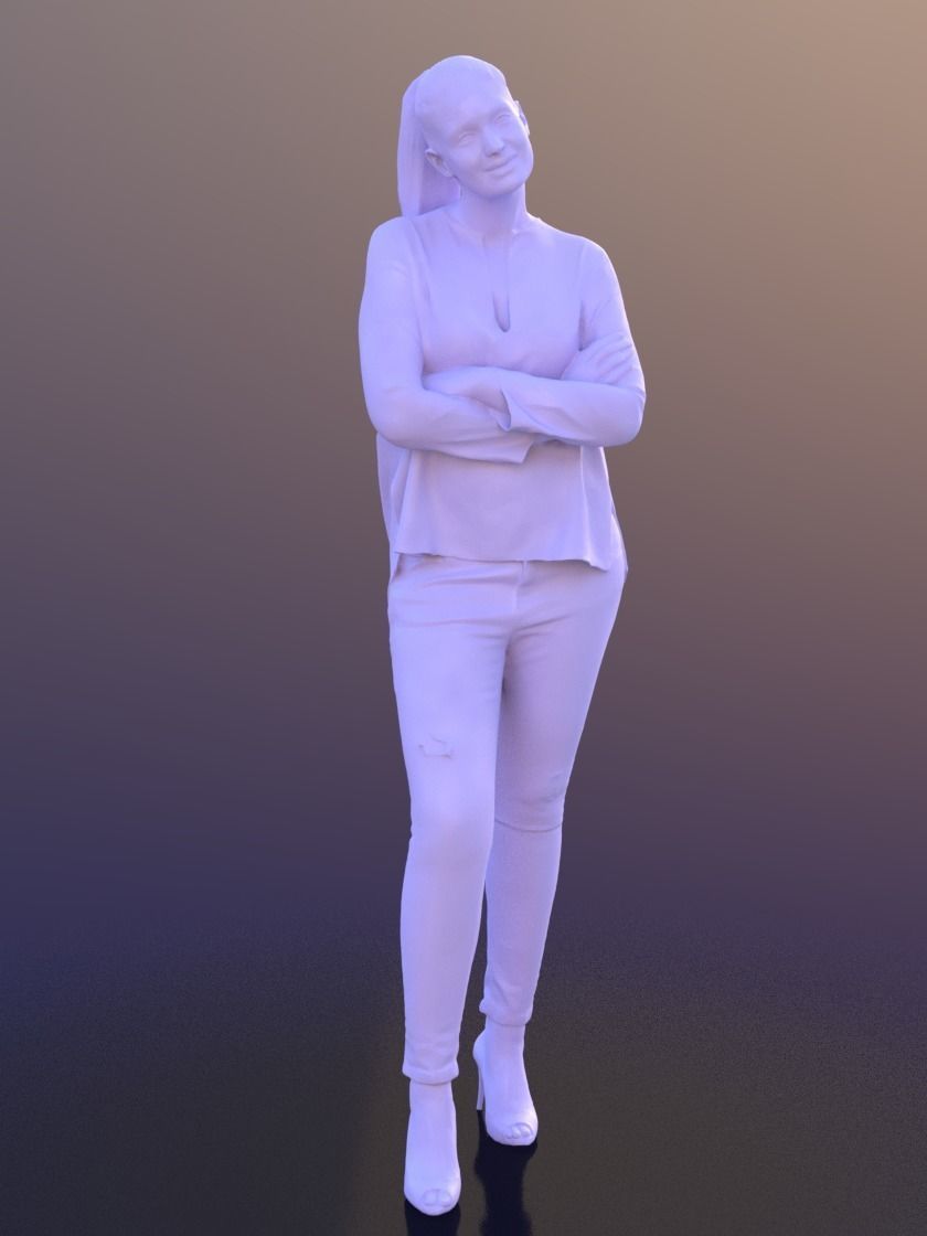 Amaya 10287 - Standing Casual Woman Low-poly 3D model_3