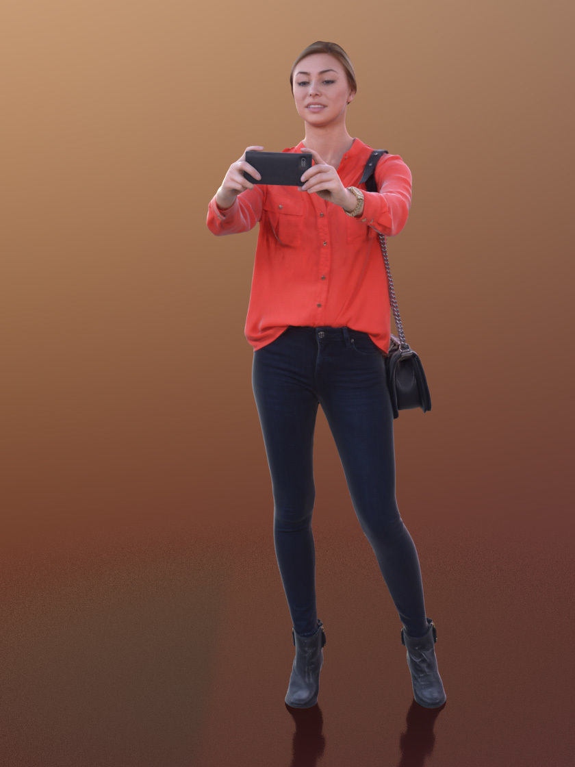 Ramona 10266 - Selfie Casual Woman Low-poly 3D model_1