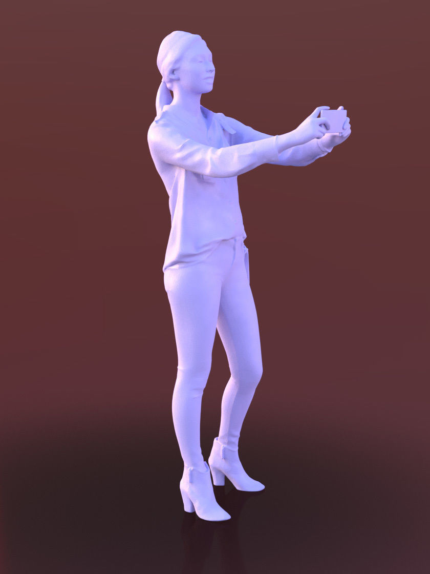 Ramona 10266 - Selfie Casual Woman Low-poly 3D model_4