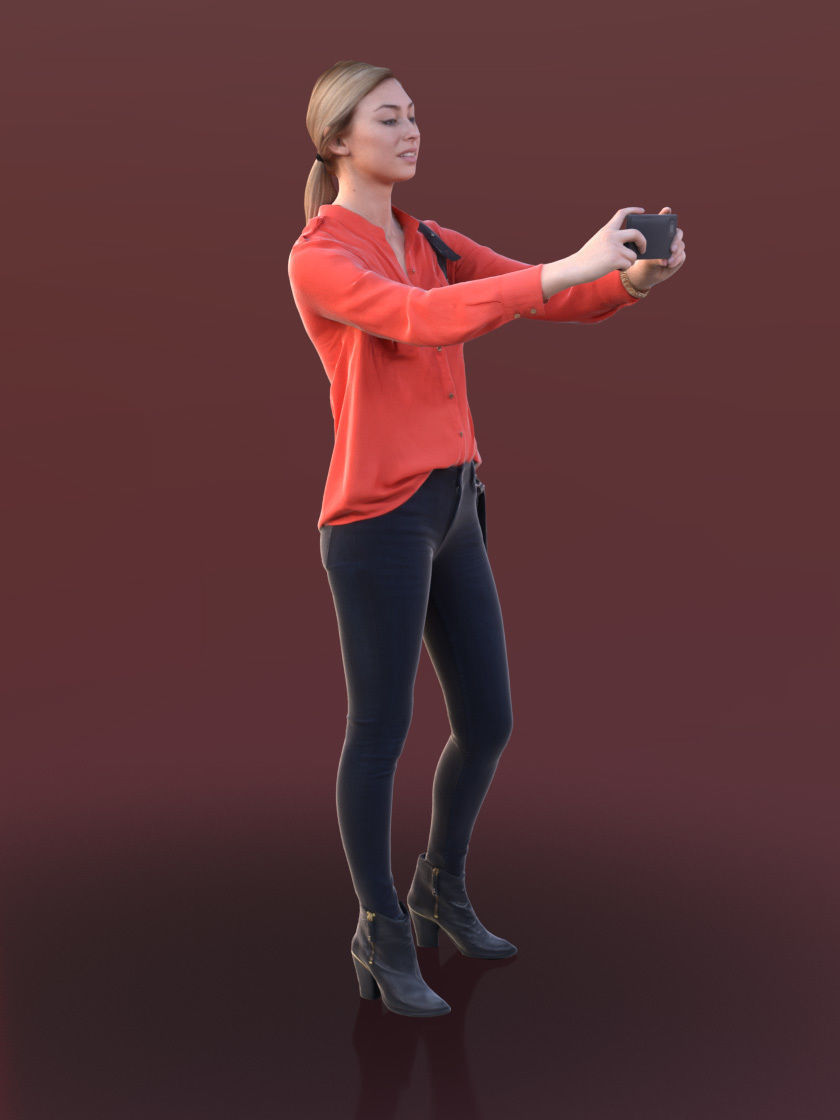 Ramona 10266 - Selfie Casual Woman Low-poly 3D model_2