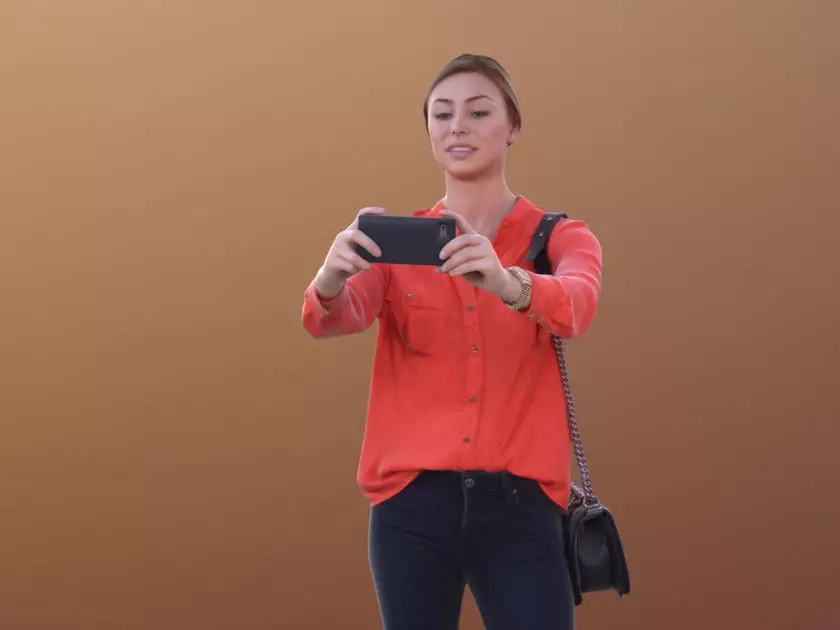 Ramona 10266 - Selfie Casual Woman Low-poly 3D model_0