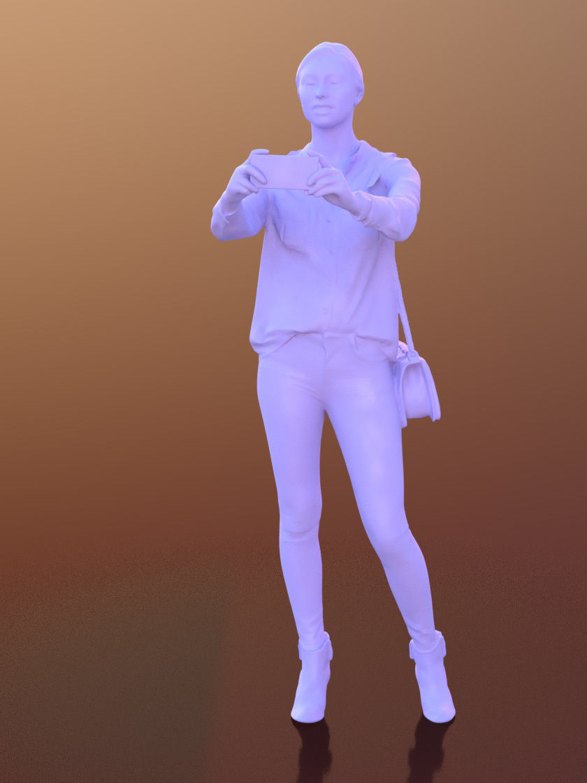 Ramona 10266 - Selfie Casual Woman Low-poly 3D model_3