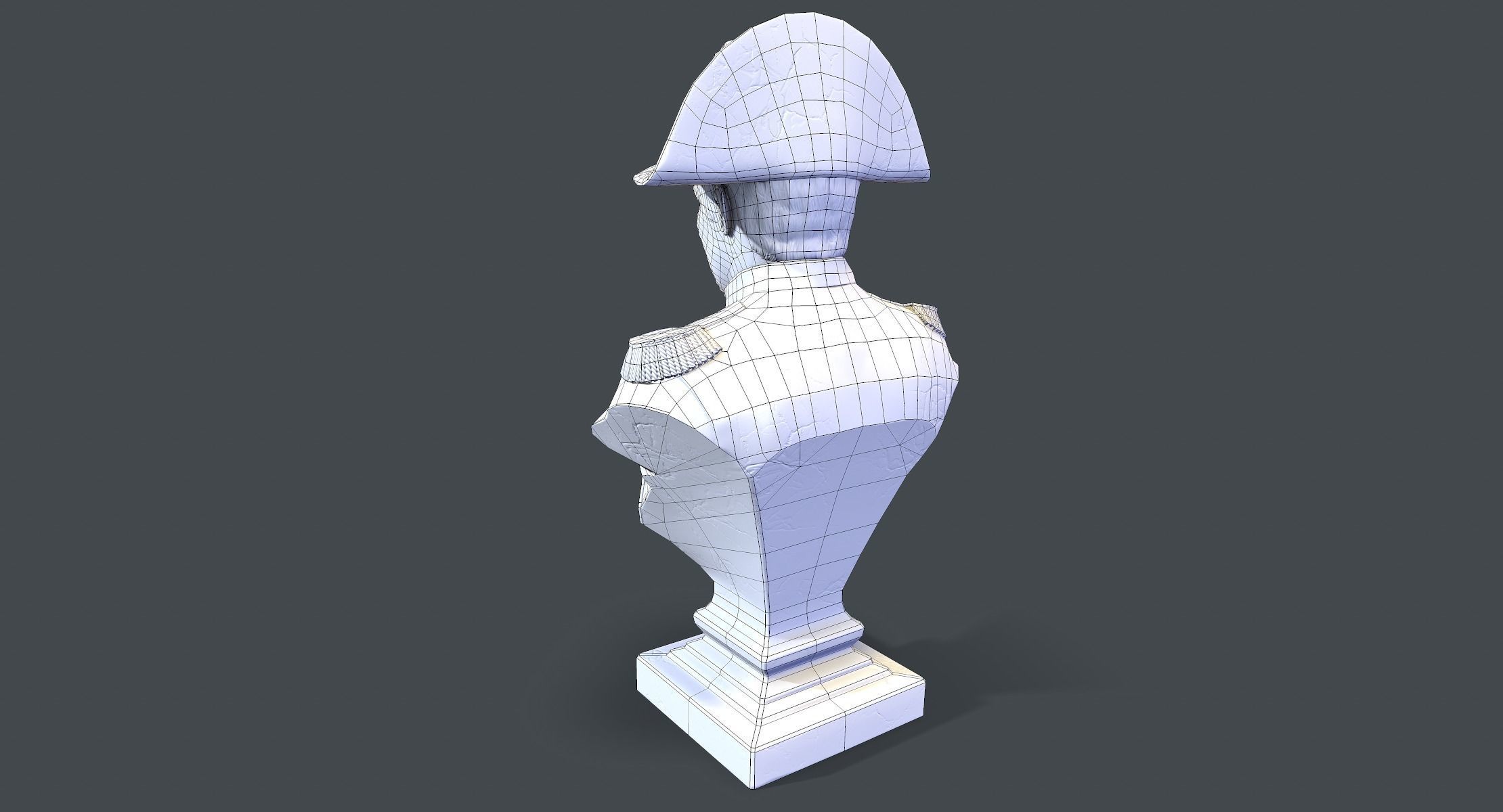 Napoleon Bonaparte Bust lowpoly Low-poly 3D model_9