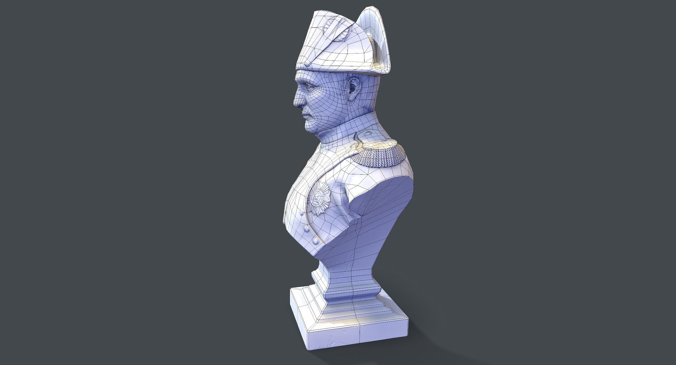 Napoleon Bonaparte Bust lowpoly Low-poly 3D model_8