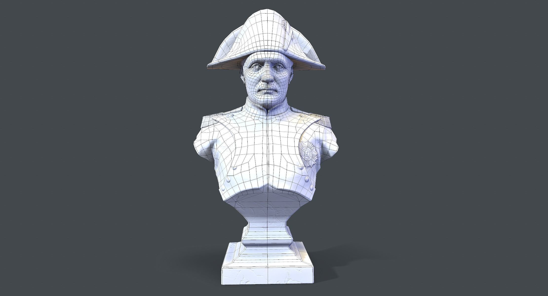 Napoleon Bonaparte Bust lowpoly Low-poly 3D model_7