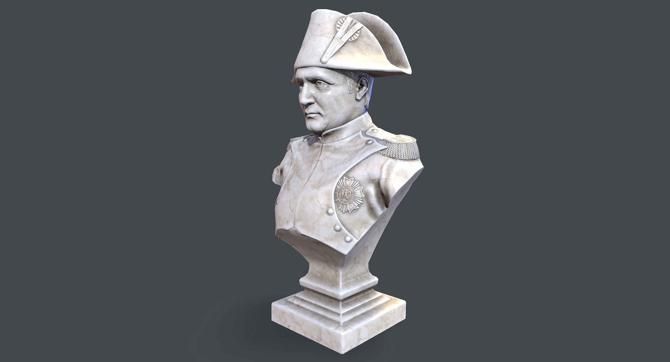 Napoleon Bonaparte Bust lowpoly Low-poly 3D model_1